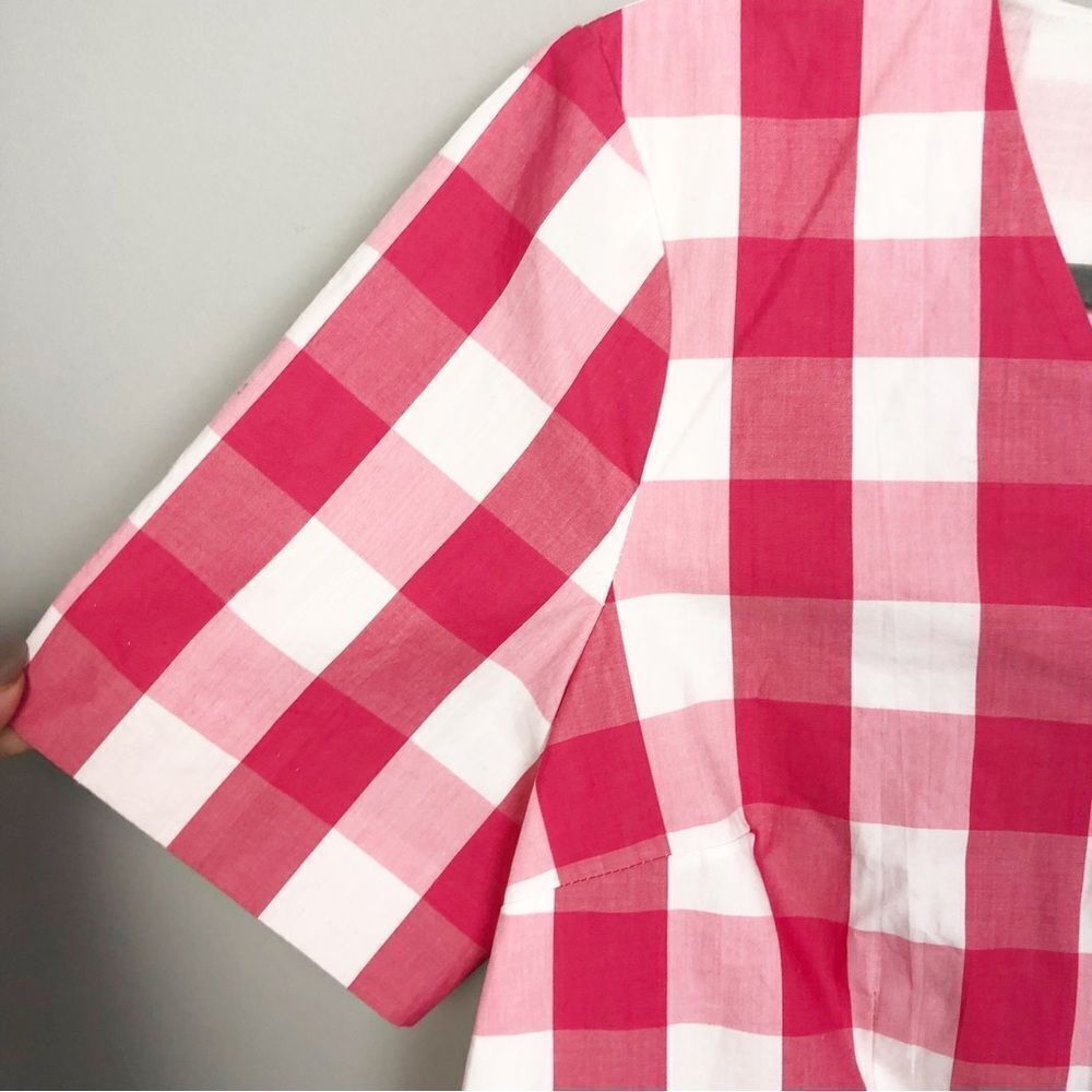 DRAPER JAMES | NEW Melrose Romper in Parton Check Pink White Women’s Size 10 - Picture 7 of 14